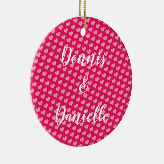 Roze harten Aangepast Ornament van keramiek (Rechts)