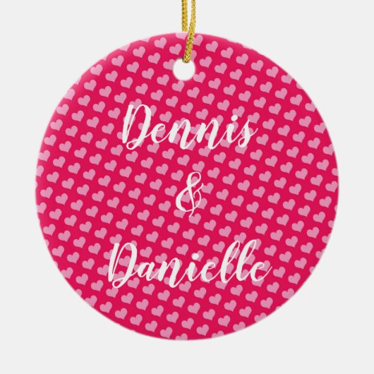 Roze harten Aangepast Ornament van keramiek (Voorkant)