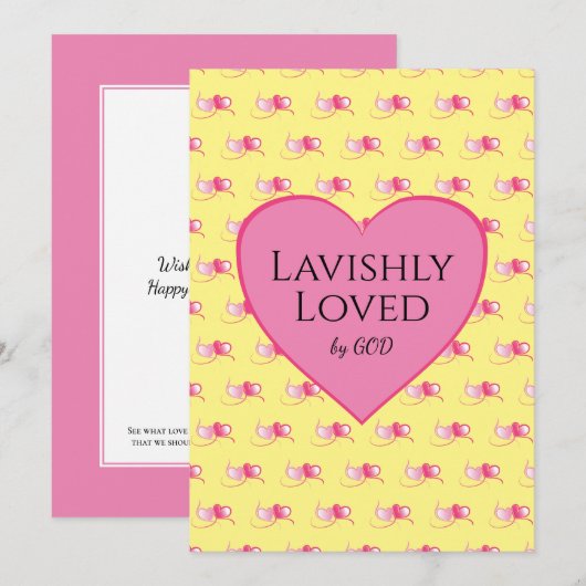  roze harten Aangepaste gele Valentijnsdag (Voorkant / Achterkant)