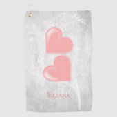 Roze harten Aangepaste Golfhanddoek (Voorkant)