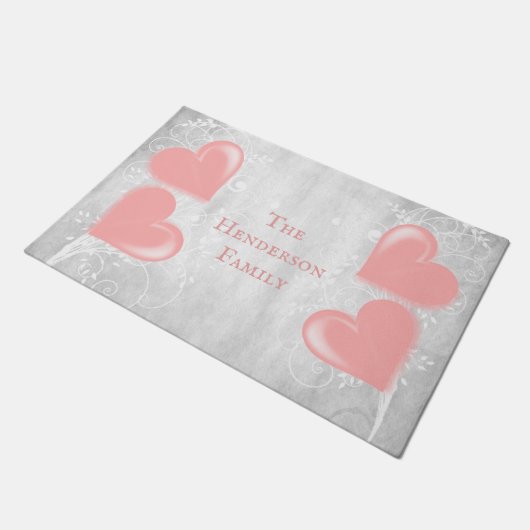 Roze harten Aangepaste opening Deurmat (Schuin)