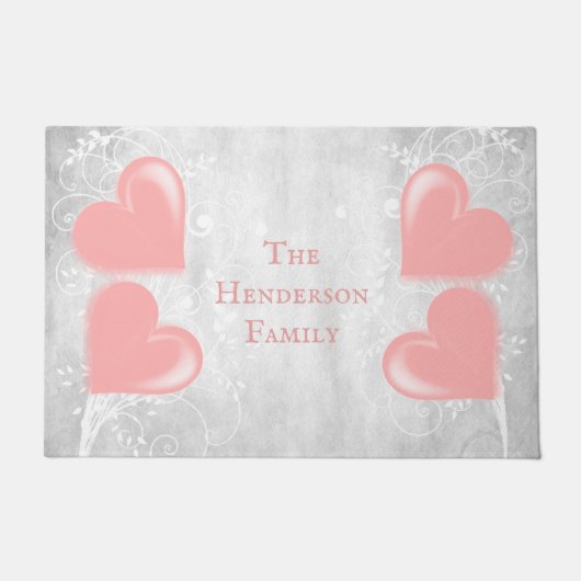 Roze harten Aangepaste opening Deurmat (Voorkant)