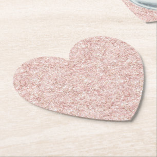Roze Harten Aardbei Cupcake Glitter Verjaardag Kartonnen Onderzetters