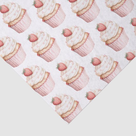 Roze Harten Aardbei Cupcake   Tissuepapier (Detail)
