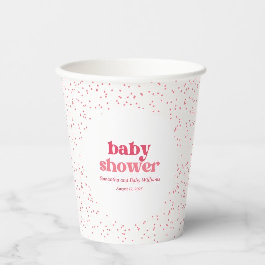 Roze Harten Baby shower Papieren beker (Voorkant)