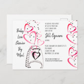 Roze harten Baby shower per post nodigt Briefkaart (Voorkant / Achterkant)