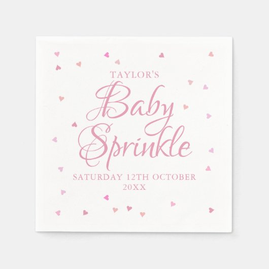 Roze harten baby sprinkle servet (Voorkant)