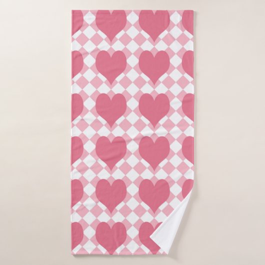 Roze harten badhanddoek (Badhanddoek)