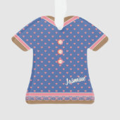 Roze harten Blauwe Dress Lace Trim op maat Ornament (voorkant)