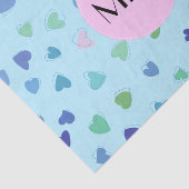 Roze harten, blauwe harten, hartenpatroon, monogra tissuepapier (Detail)