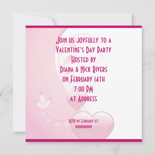 Roze harten, bloemen en wervelingen Valentijnsdag Kaart (Achterkant)