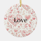 Roze Harten Bloemliefde   Keramisch Ornament (Voorkant)