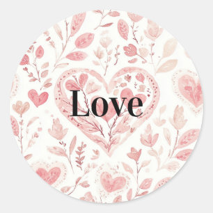 Roze Harten Bloemliefde Ronde Sticker