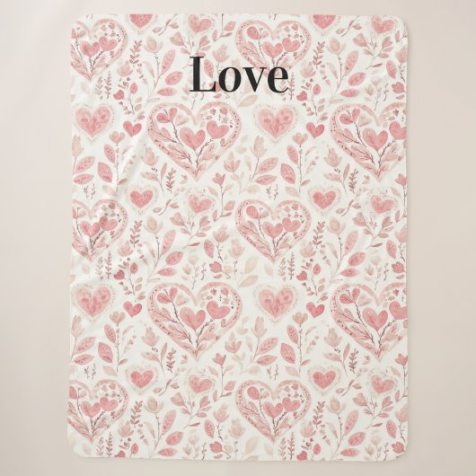 Roze Harten Bloemliefde Sherpa Deken (Voorkant)