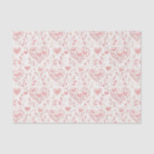 Roze Harten Bloemliefde Tissuepapier (Voorkant)