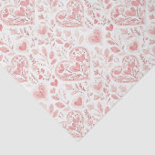 Roze Harten Bloemliefde Tissuepapier (Detail)