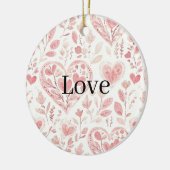 Roze Harten Bloemrijke Liefde   Keramisch Ornament (Links)