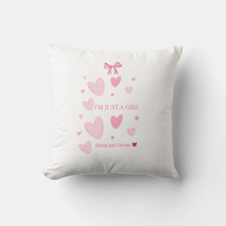 Roze Harten Boog Coquette Worp Kussen — Doet Meisj