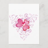 Roze harten briefkaart (Voorkant)
