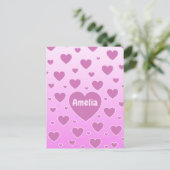 Roze harten Briefkaart (Staand voorkant)