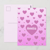 Roze harten Briefkaart (Voorkant / Achterkant)