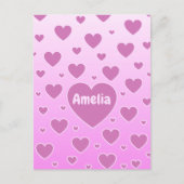 Roze harten Briefkaart (Voorkant)