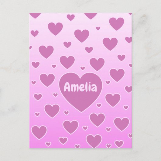 Roze harten Briefkaart (Voorkant)