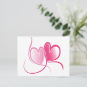 roze harten briefkaart (Staand voorkant)