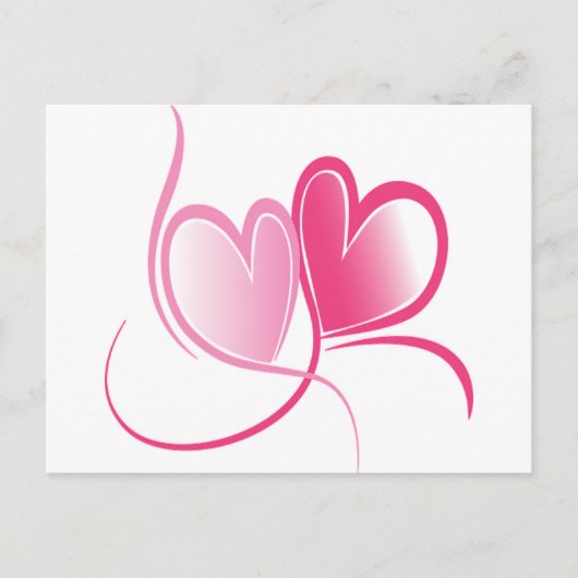 roze harten briefkaart (Voorkant)