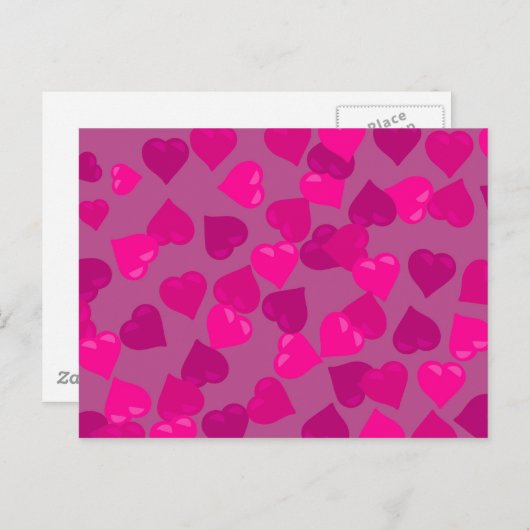 Roze harten briefkaart (Voorkant / Achterkant)