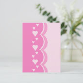 Roze harten briefkaart (Staand voorkant)