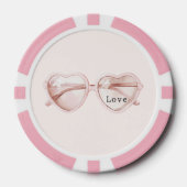 Roze Harten Bril Liefde Poker Chips (Voorkant)