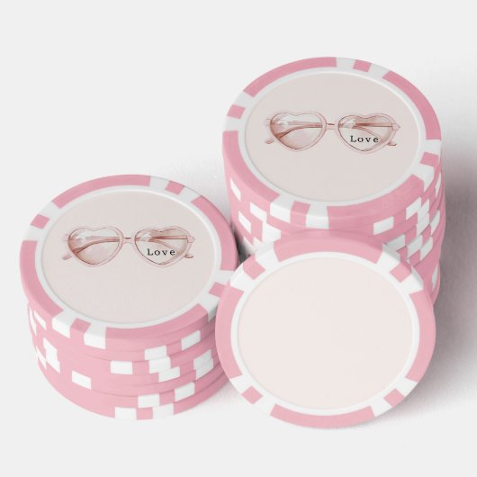 Roze Harten Bril Liefde Poker Chips (Opstapeling)