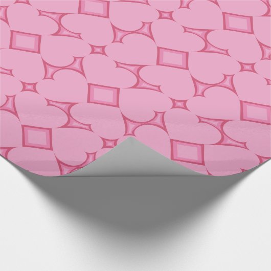 Roze Harten Bruiloft of Valentijnse  Wrapping Papi Cadeaupapier (Hoek)
