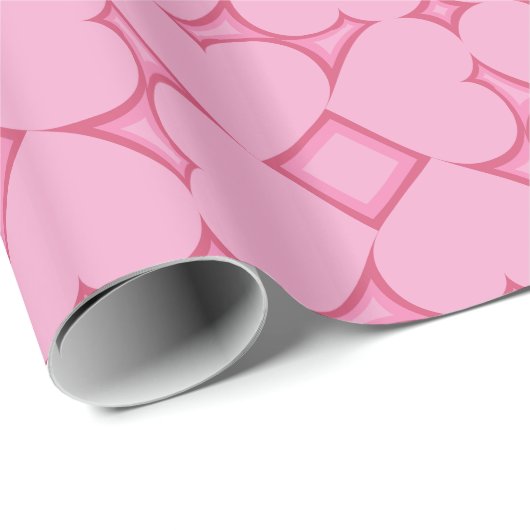 Roze Harten Bruiloft of Valentijnse  Wrapping Papi Cadeaupapier (Rol Hoek)