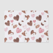 Roze Harten Bruine Cacao Koe Print Verjaardag Tissuepapier (Voorkant)