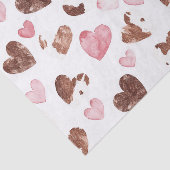 Roze Harten Bruine Cacao Koe Print Verjaardag Tissuepapier (Detail)