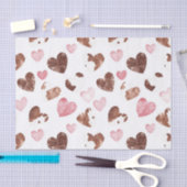 Roze Harten Bruine Cacao Koe Print Verjaardag Tissuepapier (Craft)