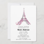 Roze harten Butterflies Paris Eiffel Tower Bridal Kaart (Voorkant)
