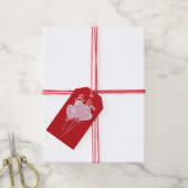 Roze harten cadeaulabel (Met Touw)