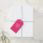 Roze harten cadeaulabel (Met Touw)