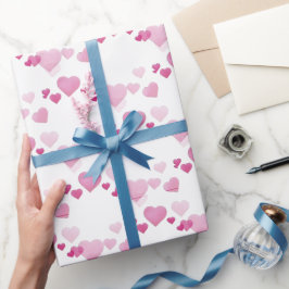 Roze harten cadeaupapier