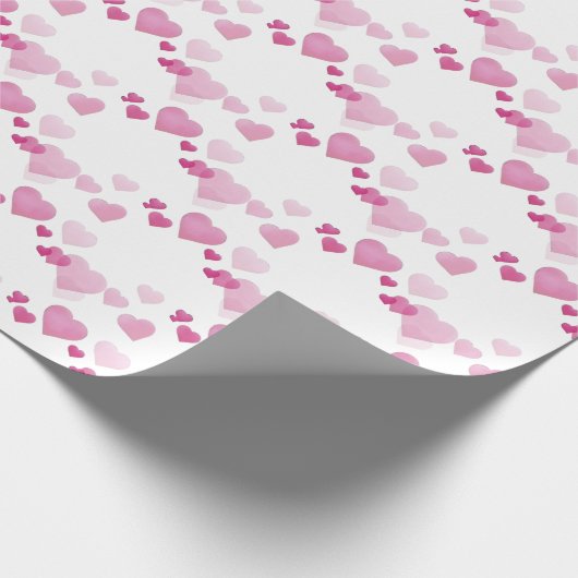 Roze harten cadeaupapier (Hoek)