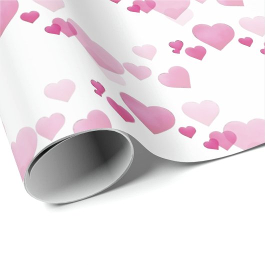 Roze harten cadeaupapier (Rol Hoek)
