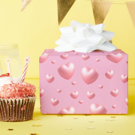 Roze harten cadeaupapier (Verjaardagsfeest)