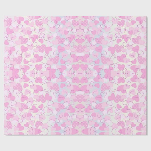 Roze harten cadeaupapier (Vlak)