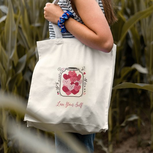 Roze harten Canvas tas