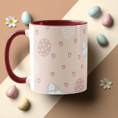 Roze Harten & Cirkels Patroon Pasen Mok