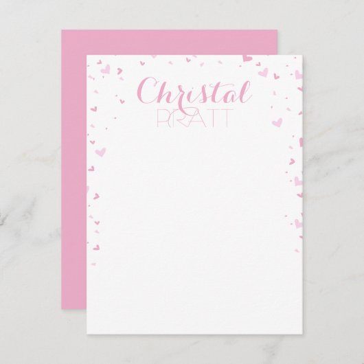 Roze harten Confetti - Aangepaste schrijfbenodigdh Kaart (Voorkant / Achterkant)