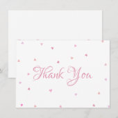 Roze Harten Confetti Lettertype Dank U Bedankkaart (Voorkant / Achterkant)